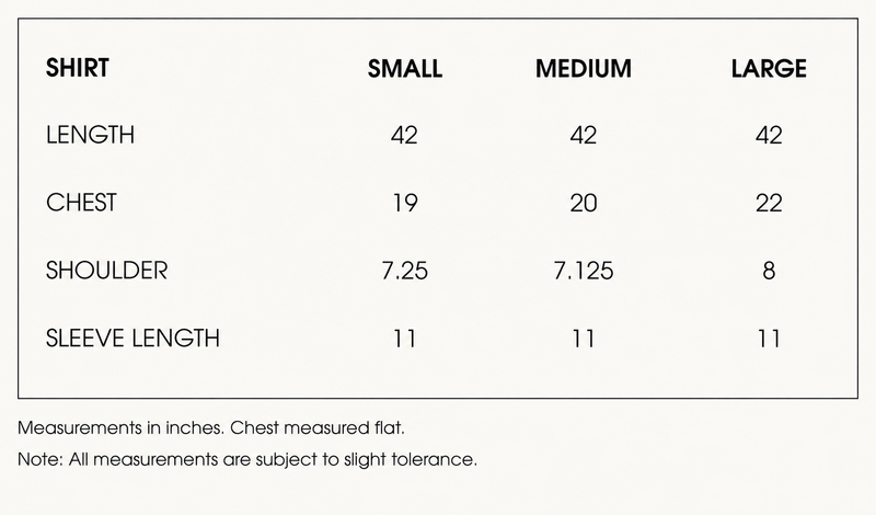 Shirt sizing for 