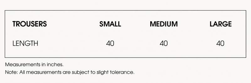 Pants sizing for 