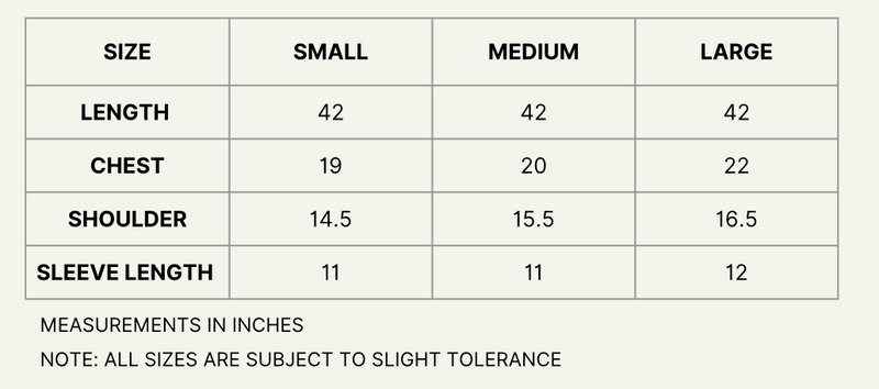 Shirt sizing for Slate Mosaic