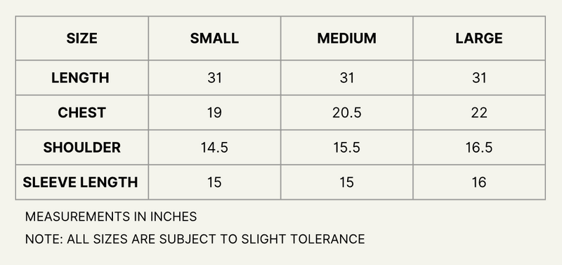 Shirt sizing for Pearlescent