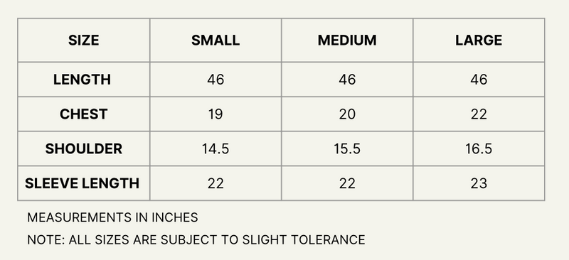 Shirt sizing for Viola